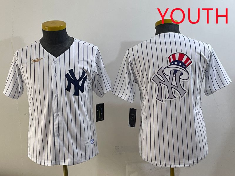 Youth 2025 New York Yankees Blank White Stripe Throwback Nike MLB Jersey style 8->youth mlb jersey->Youth Jersey